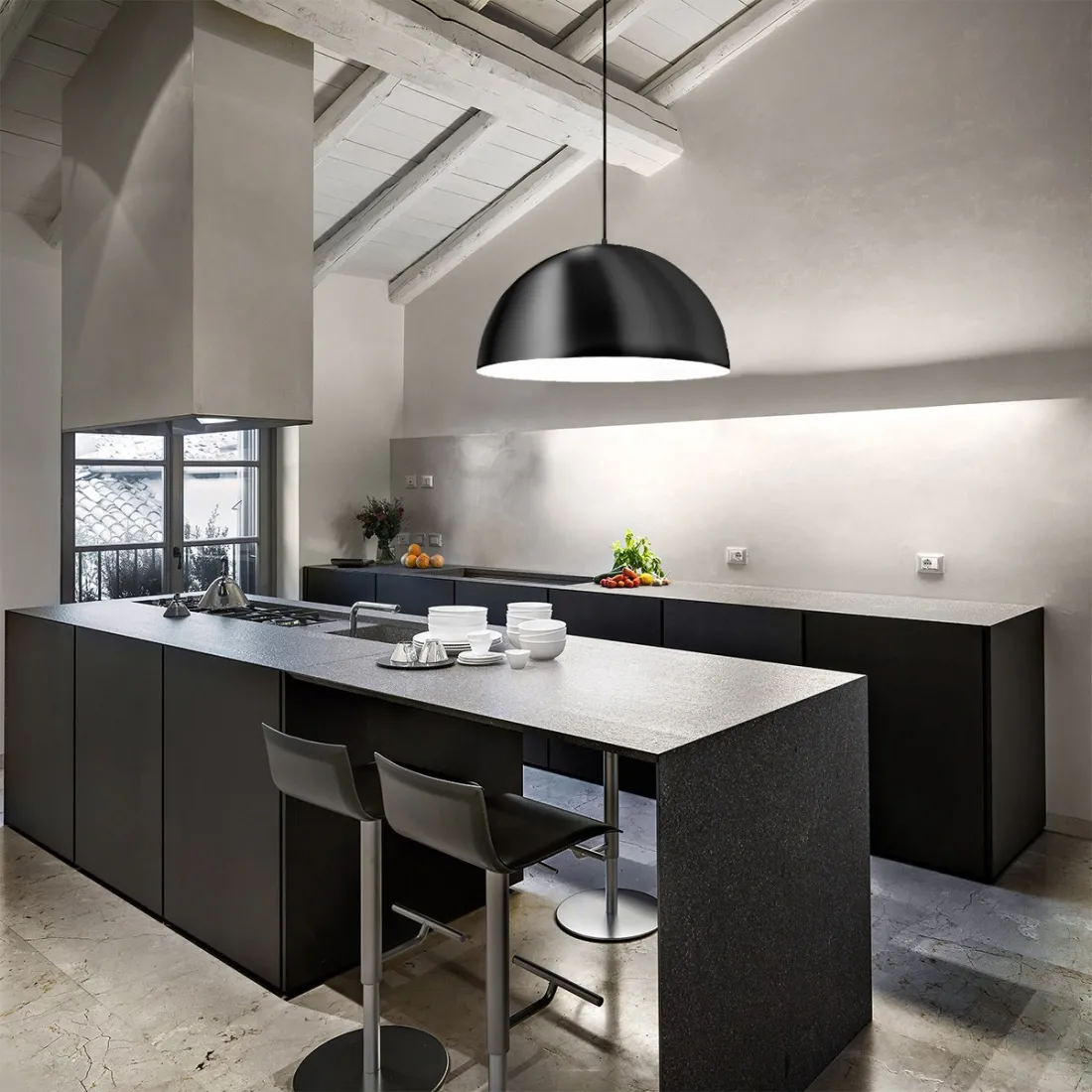 Lampe à suspension noire Gea Luce BONELLA SP