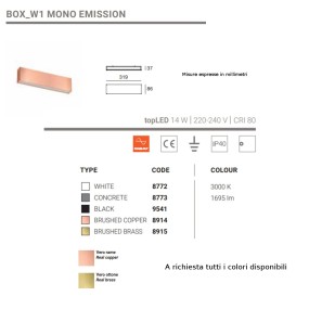 Linea Light Group applique murale moderne BOX W1 MONO EMISSION 8772 LED