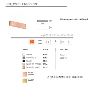 Linea Light Group applique murale moderne BOX W2 BI EMISSION 8262 LED