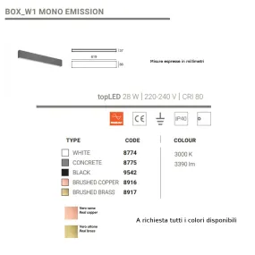 Linea Light Group applique murale moderne BOX W1 MONO EMISSION 8774 LED