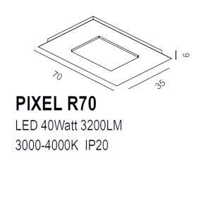 Promoingross PIXEL R70 NE LED interrupteur plafonnier moderne noir