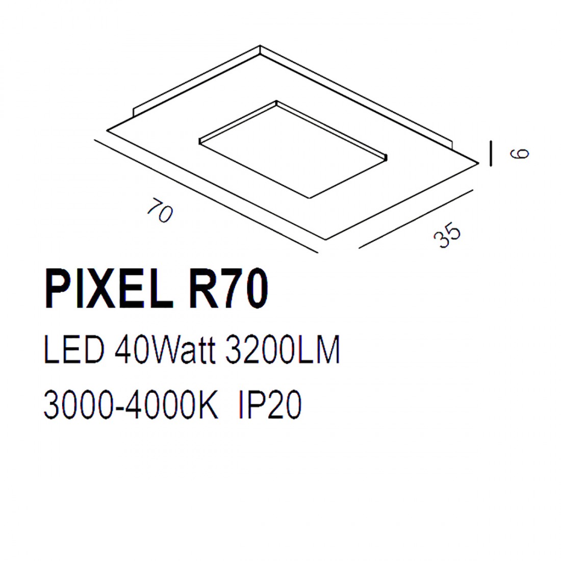 Promoingross PIXEL R70 NE LED interrupteur plafonnier moderne noir