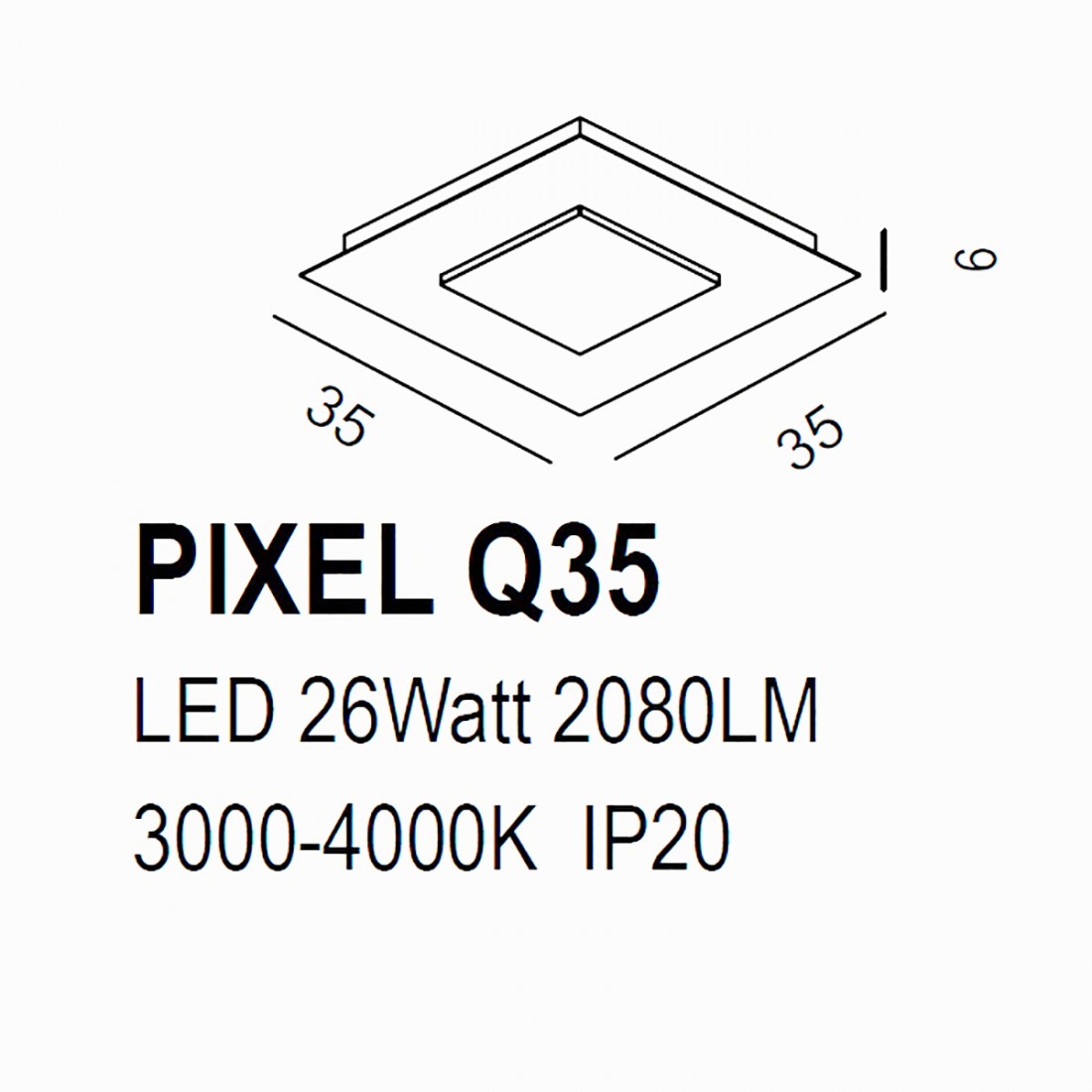 Promoingross PIXEL Q35 SF LED interrupteur feuille d'argent plafonnier moderne