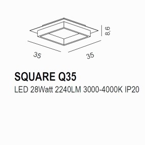 Promoingross SQUARE Q35 WH plafonnier led, moderne, interrupteur