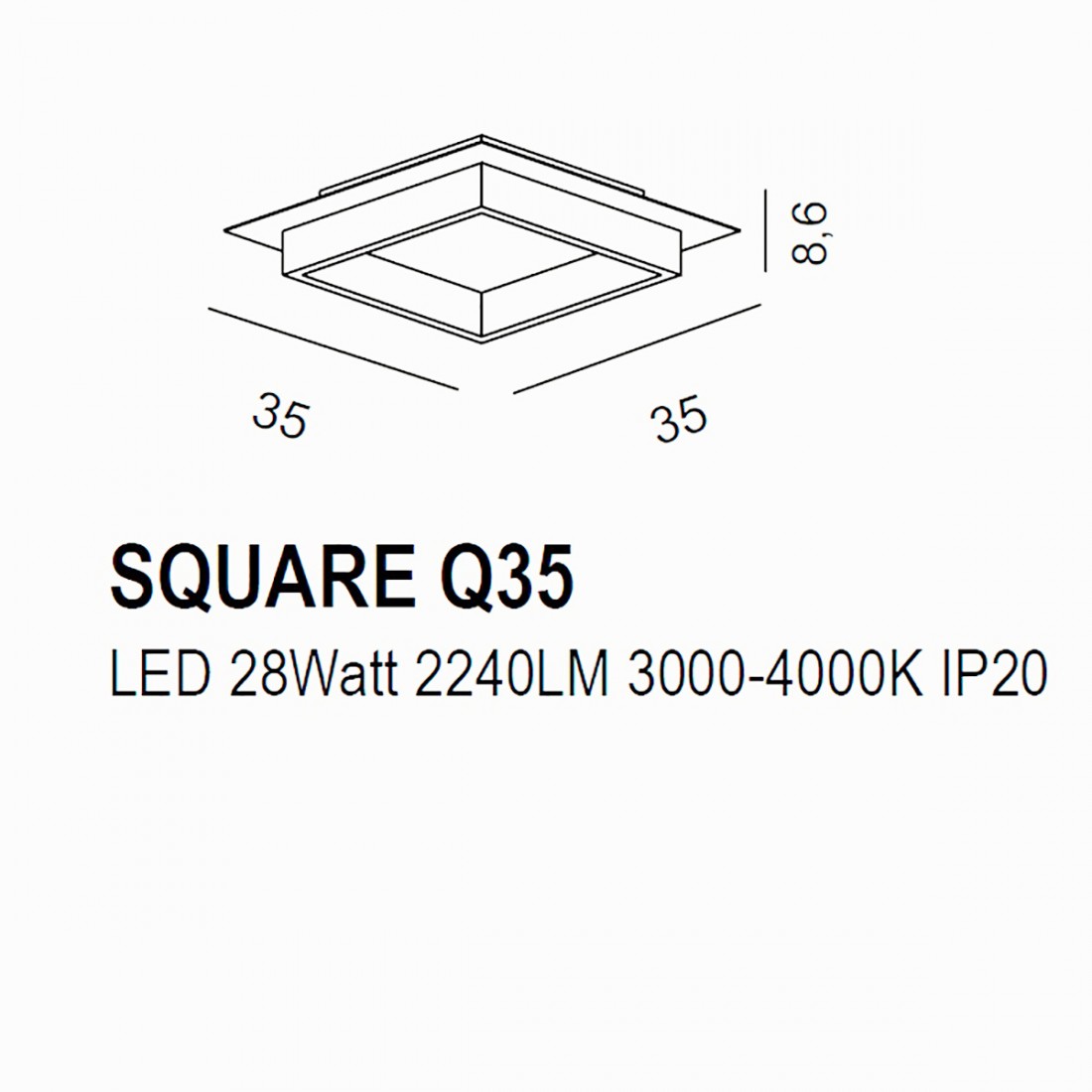 Plafoniera led Promoingross SQUARE Q35