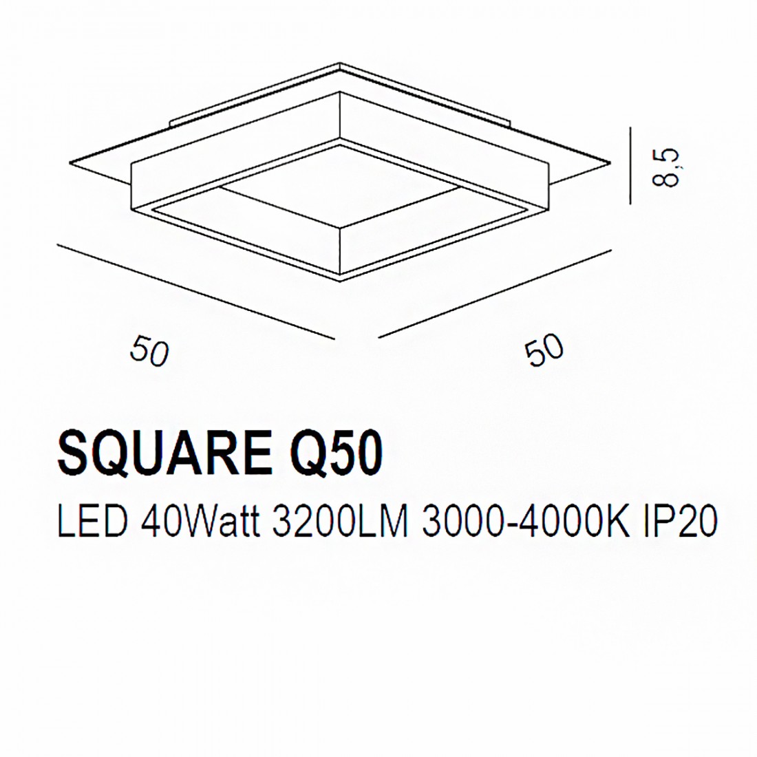 Plafoniera led Promoingross SQUARE Q50 switch oro