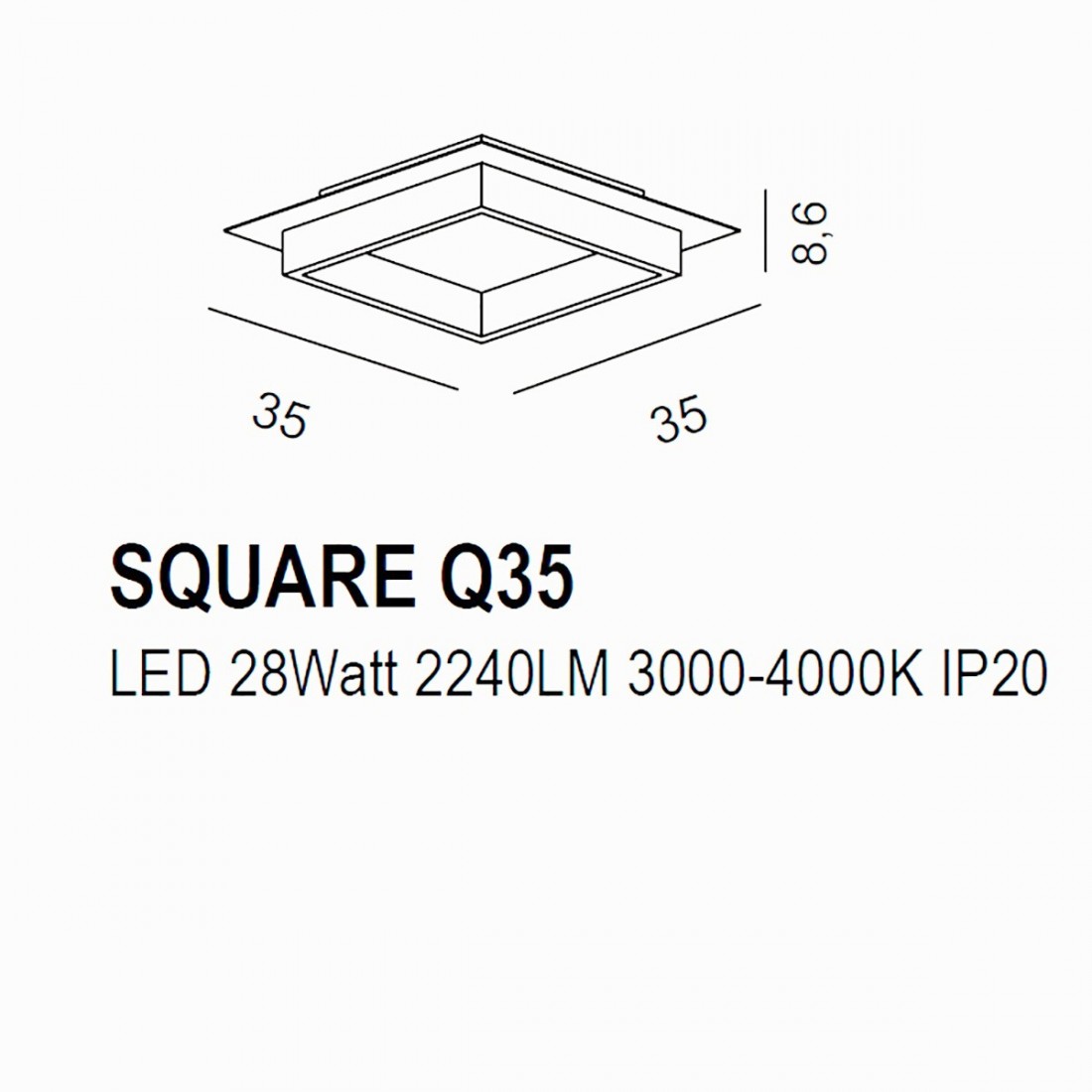 Promoingross LED Promoingross SQUARE Q35 MC cuivre interrupteur