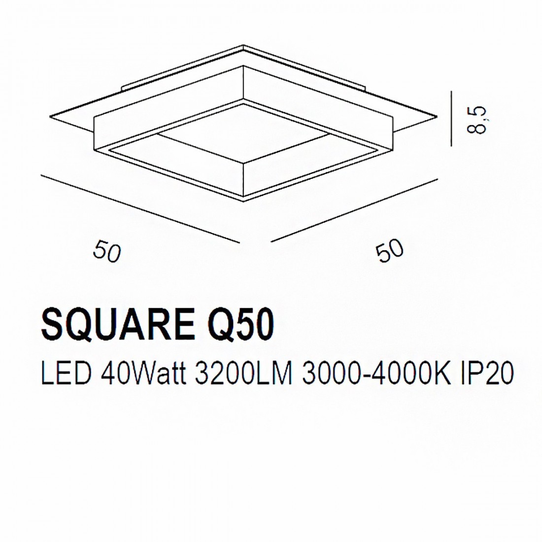 Promoingross SQUARE Q65 Schalter LED Deckenleuchte