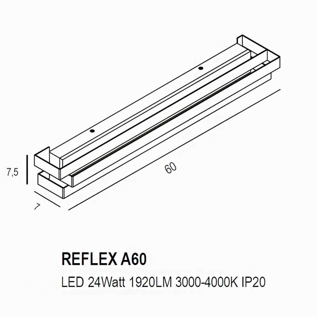 Promoingross REFLEX A60 WH LED interrupteur applique murale moderne