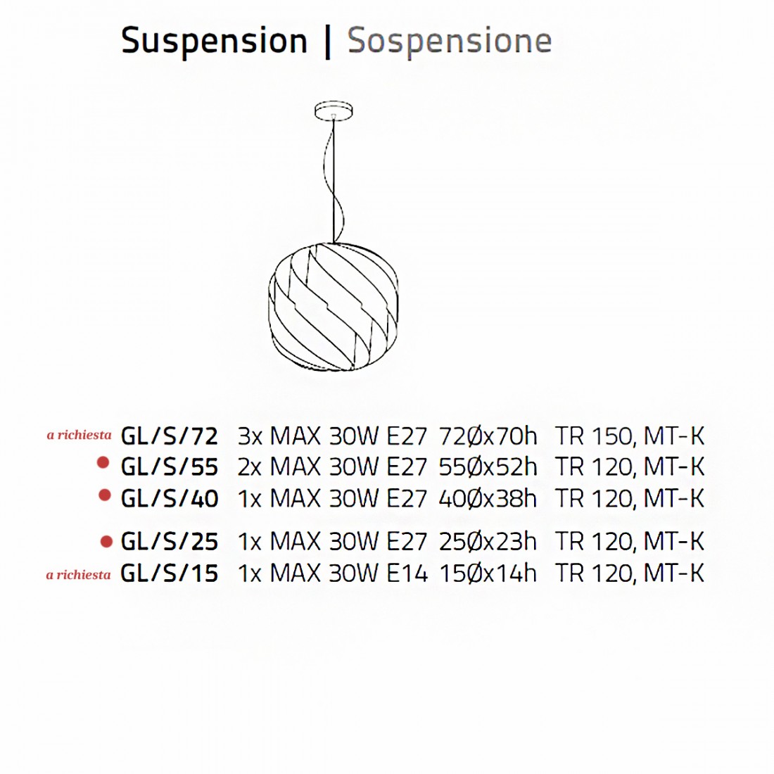 Lampadario Linea Zero GLOBE GLS E27 LED polilux