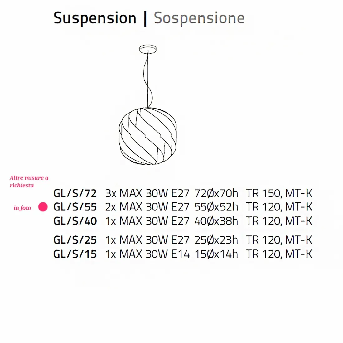 Lampadario Linea Zero GLOBE GL S55