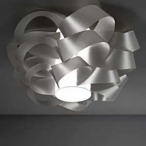 Plafoniera tonda con nastri in bianco Linea Zero Cloud