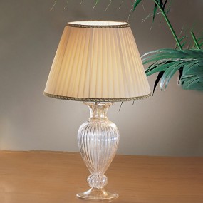 Abat-jour classico Due P illuminazione 2329 LP E27 LED vetro soffiato lampada tavolo tessuto