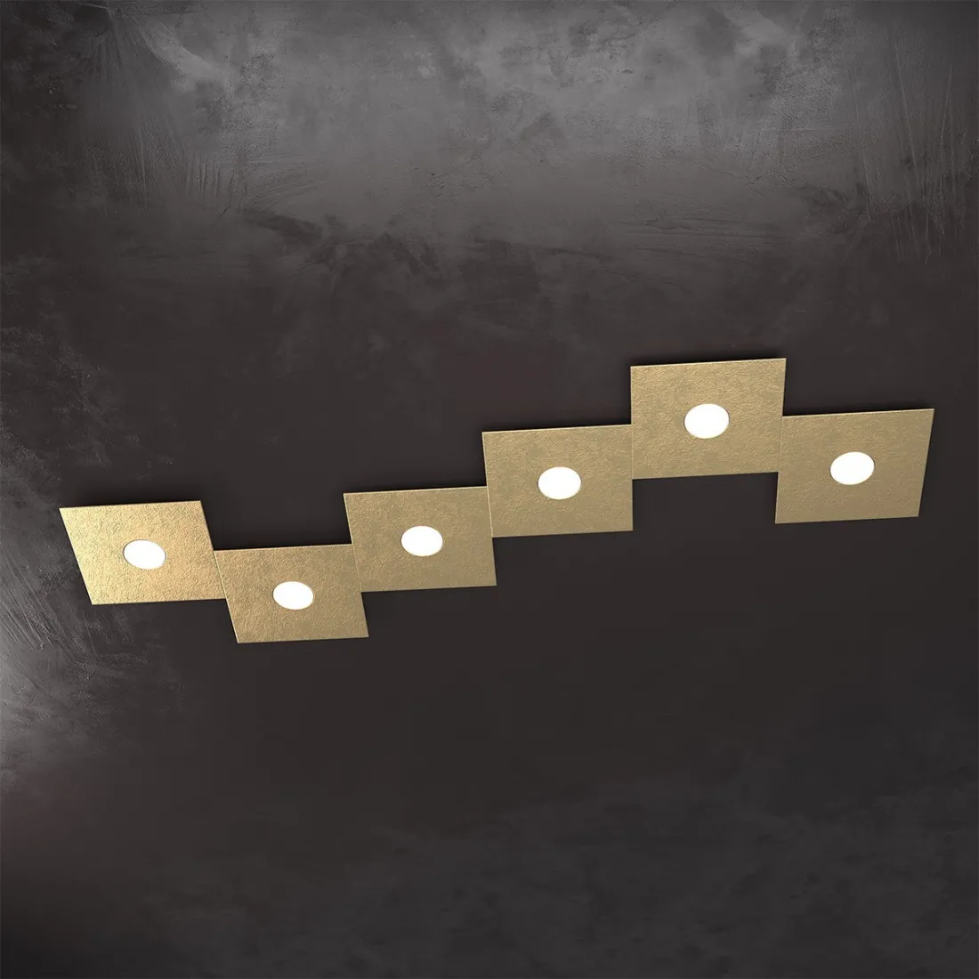 Deckenleuchte, Wandleuchte, quadratisch, quadratisch, 6-flammig aus Metall. LED.