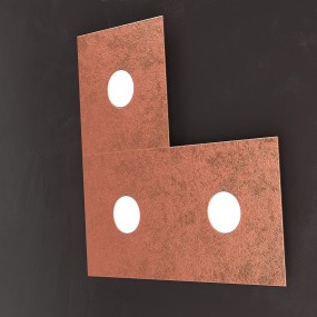 Plafonnier, applique, carré, rectangulaire, 3 lumières en métal. LED.