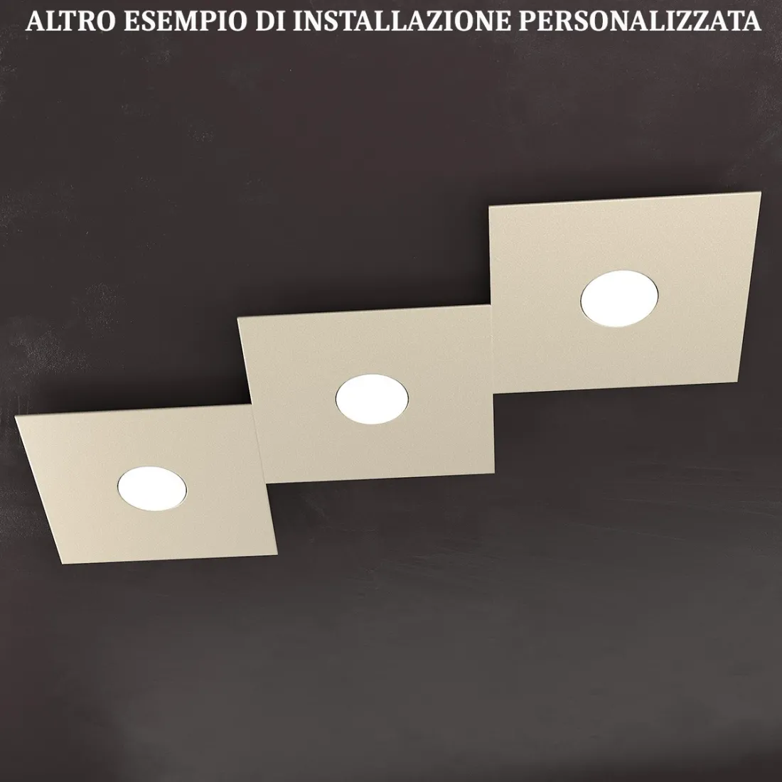 Plafonnier, applique, carré, rectangulaire, 3 lumières en métal. LED.