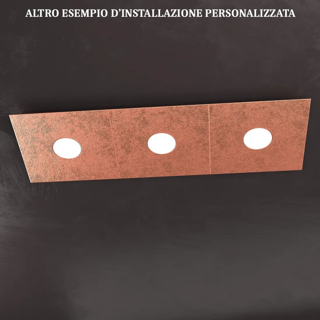 Plafonnier, applique, carré, rectangulaire, 3 lumières en métal. LED.