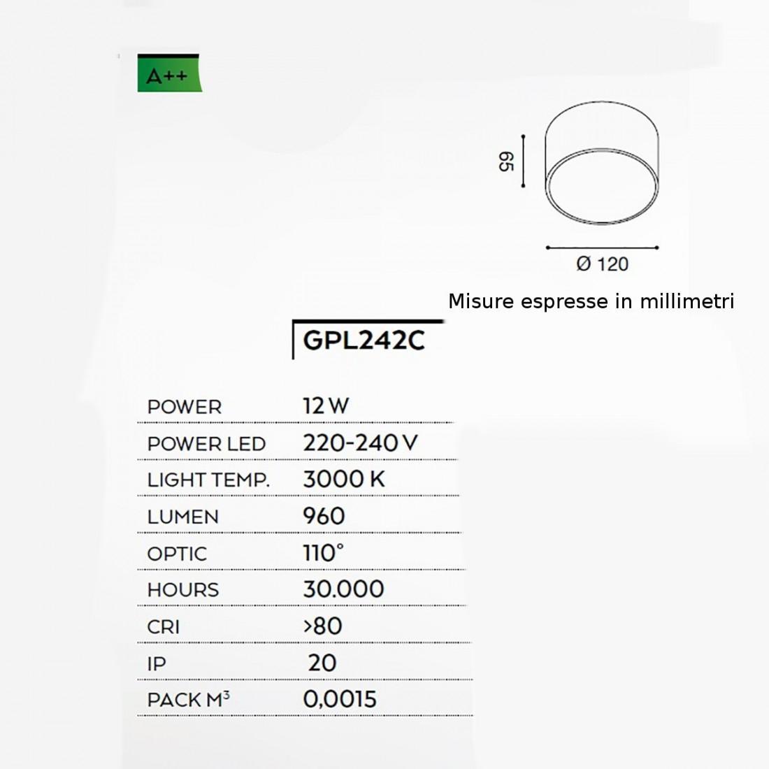 Gea Led GPL242C LED-Deckenleuchte aus Methacrylat-Aluminium