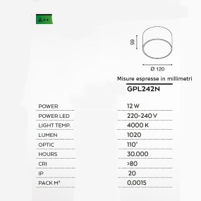 Plafoniera alluminio Gea Led CLOE 65 GPL242N