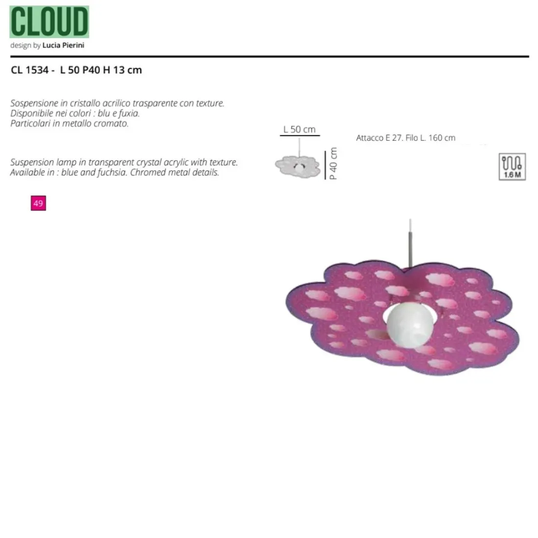 Lustre moderne EMPORIUM CLOUD CL1534 49 E27 LED