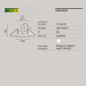 Faretto incasso Gea Led HELIOS R GFA230 GU10 LED orientabile cartongesso
