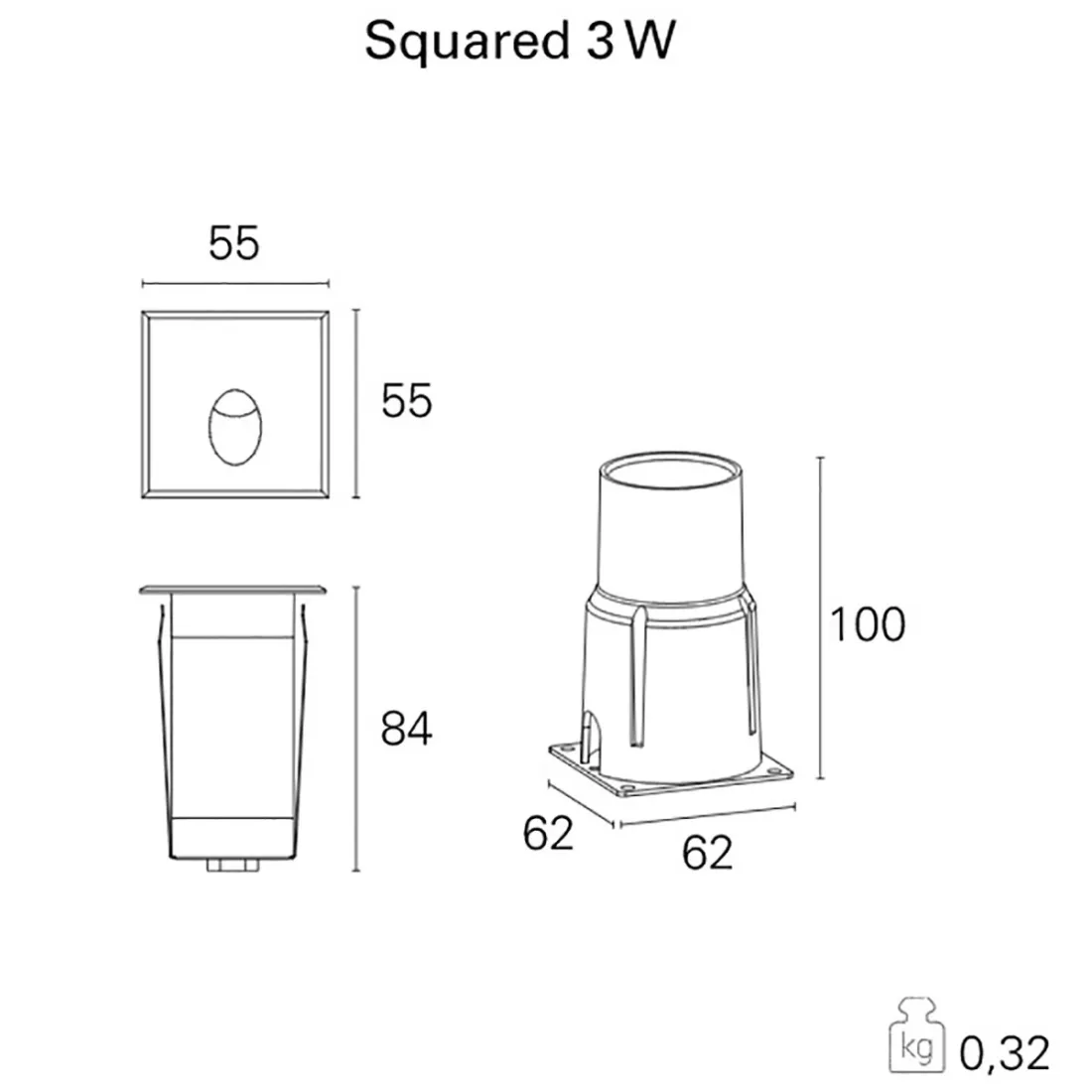 LED-Einbaustrahler Pan POLKA SQUARED
