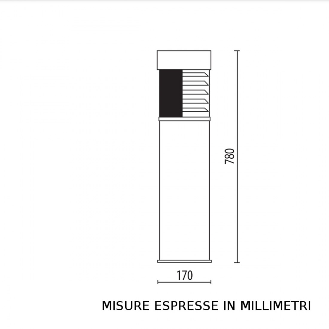 Moderne Lampadari Bartalini BOLLARD 80 HALF E27 LED