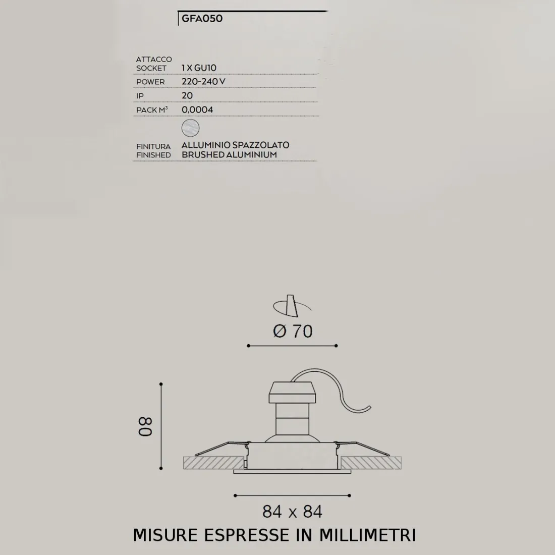 Faretto incasso GFA050 Gea LED