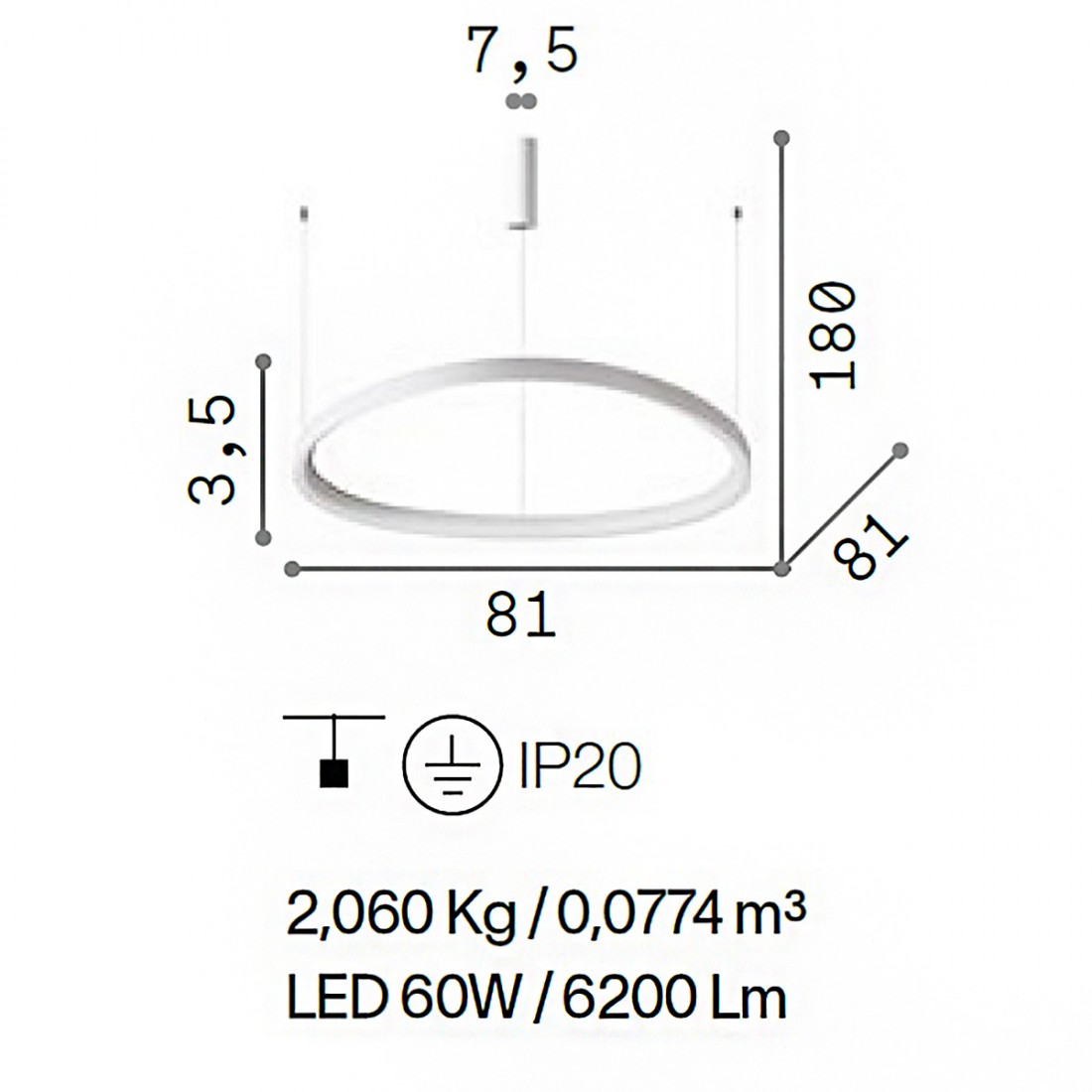 Lampadario led Ideal Lux GEMINI 247274 bianco