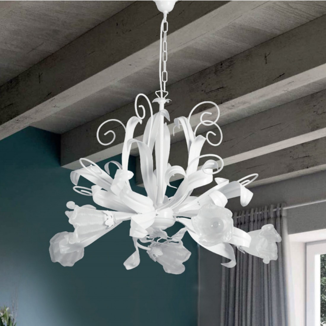 Padana Lampadari klassischer Kronleuchter SHABBY CHIC 1104 5G E14 LED Kronleuchter