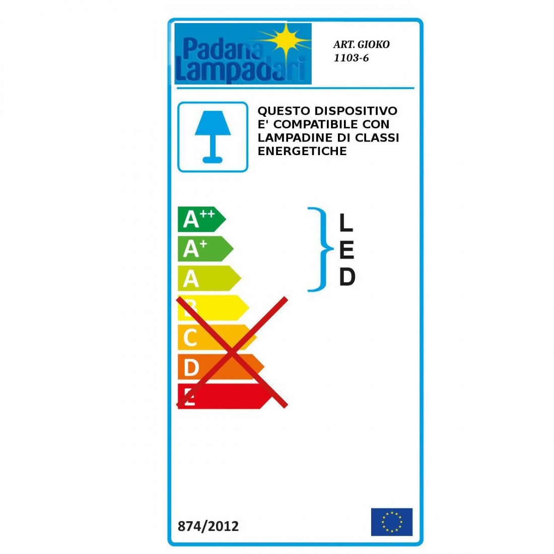 Padana Lampadari moderne GIOKO 1103 6 CR E27 lustres LED