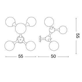 Ideal Lux Plafón clásico NUDOS DE LATÓN PL5 241050 E14 LED