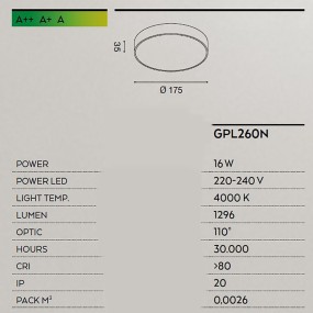 Plafonnier moderne Gea Led CLOE 35 GPL260N LED