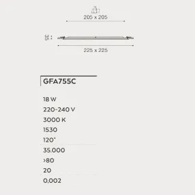 Faretto incasso Gea Led MAIA Q GFA755 C quadrato plastica per cartongesso