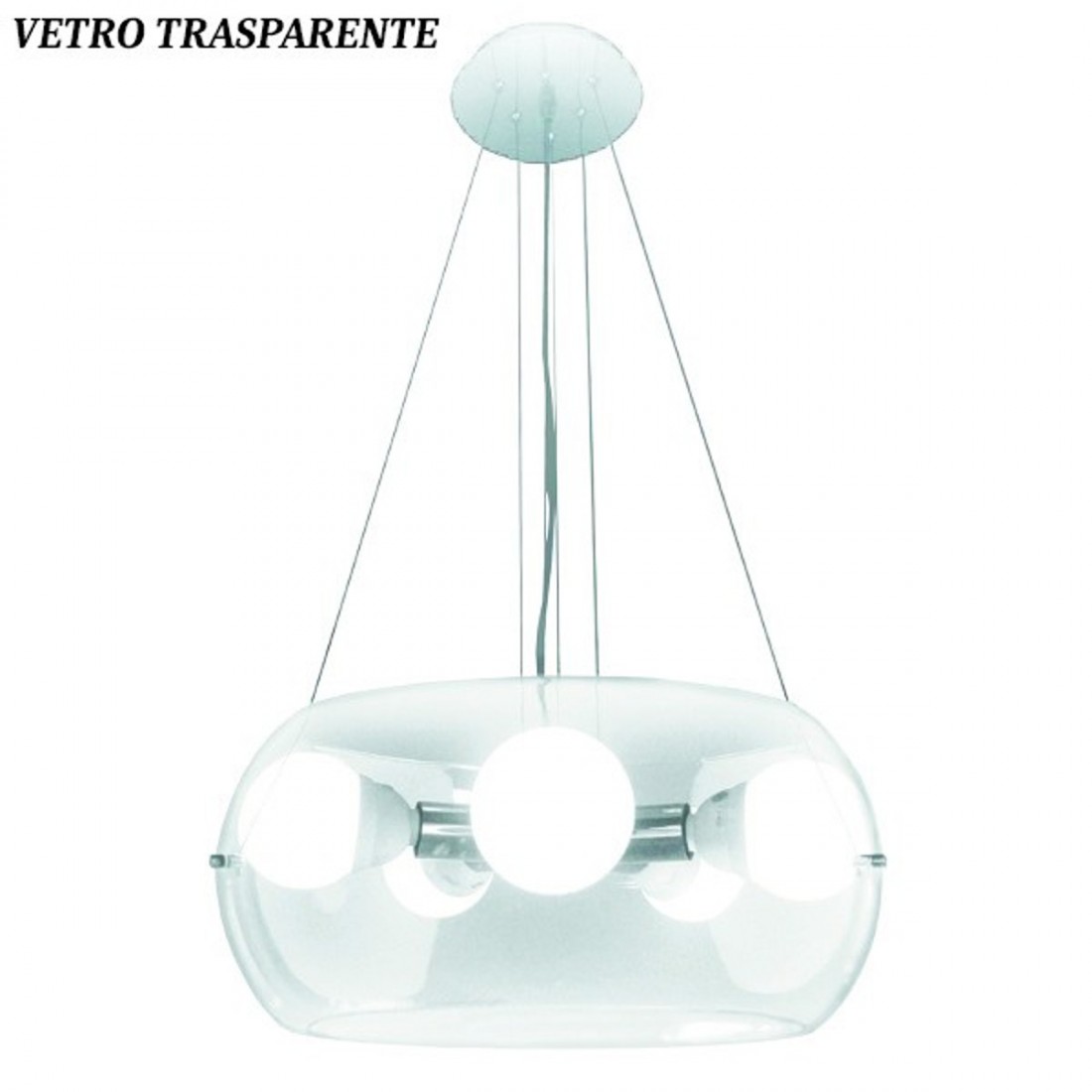 Lustre moderne en verre 5 lumières E27 max. 40W.