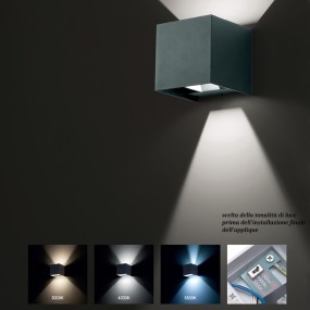 Applique esterno Gea Led ZORA LED IP65 bianco fascio regolabile lampada parete biemissione moderna