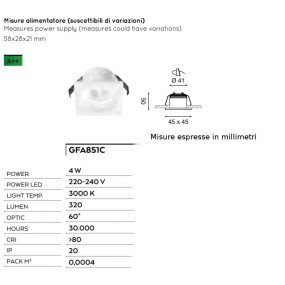 Spot encastrable aluminium verre Gea Led GAIA GFA851