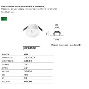 Faretto incasso alluminio vetro Gea Led GAIA GFA850C LED