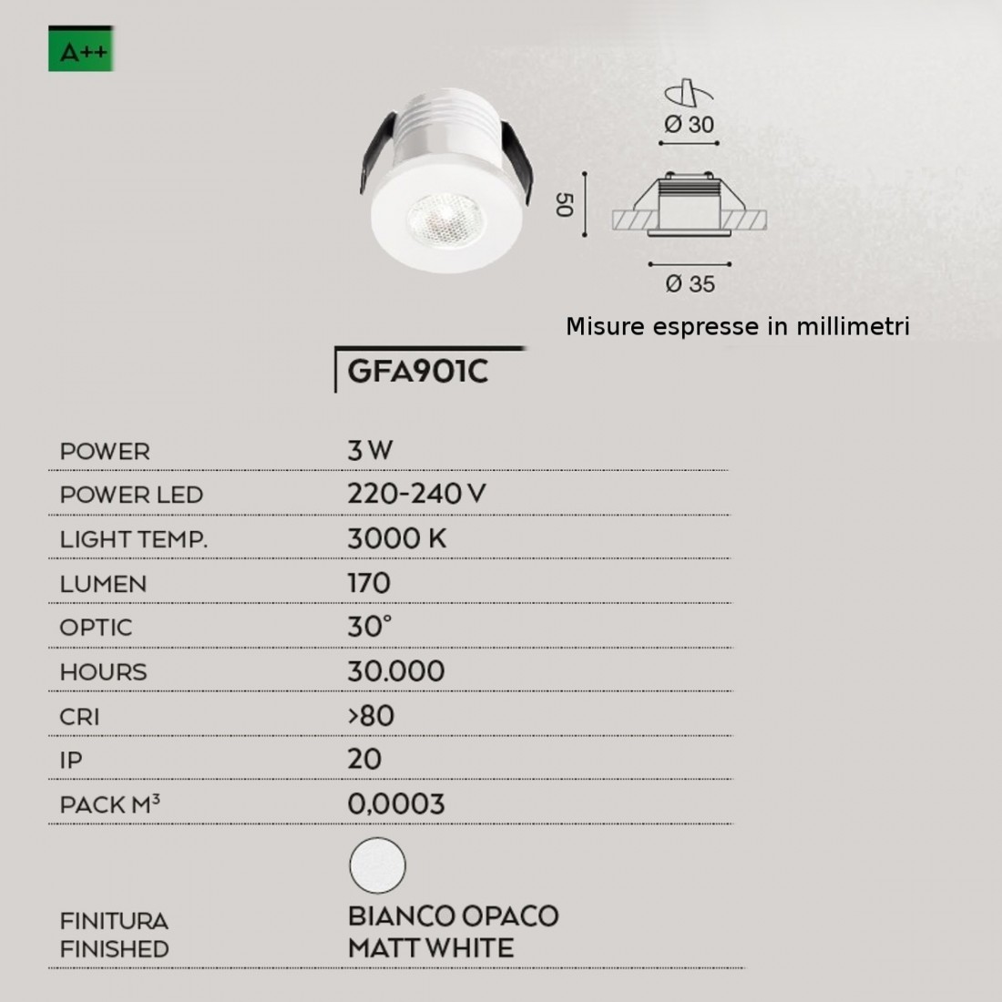 Spot encastrable en aluminium Gea Led GLAM GFA901C LED