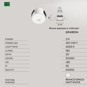 Faretto incasso GFA901 Gea Led