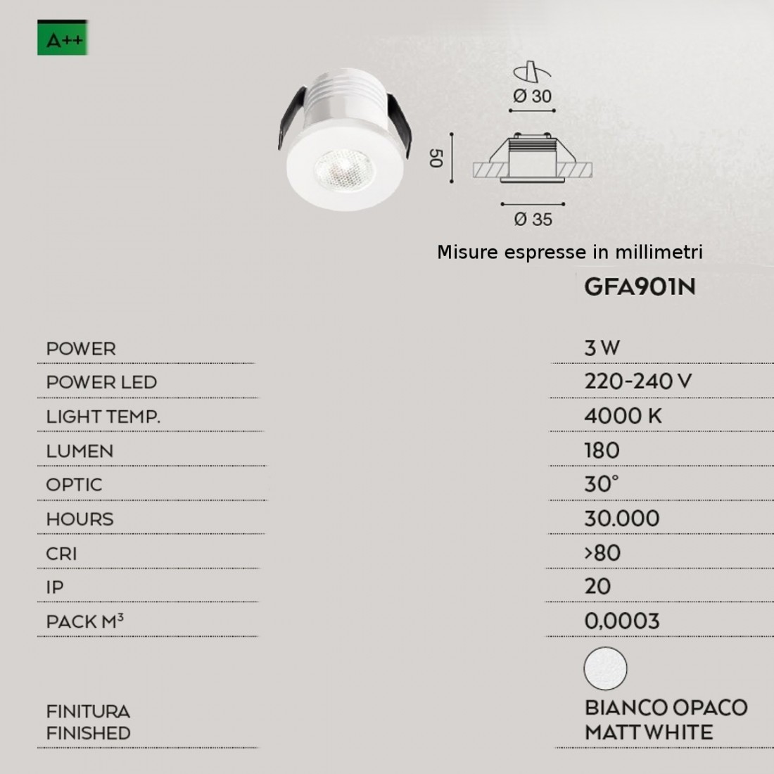 Faretto incasso GFA901 Gea Led