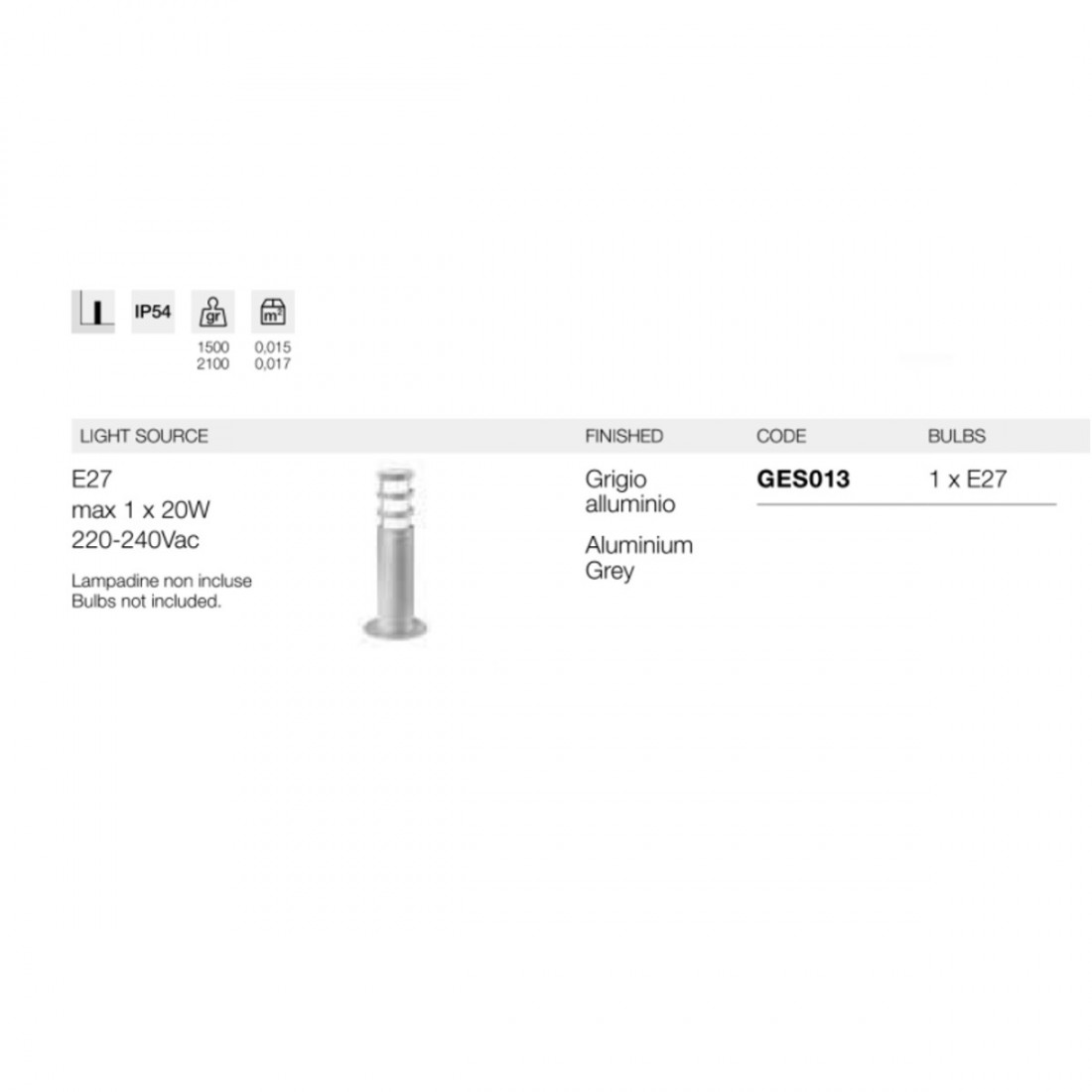 Moderne Laterne Gea Led ZEIS GES013 E27 LED