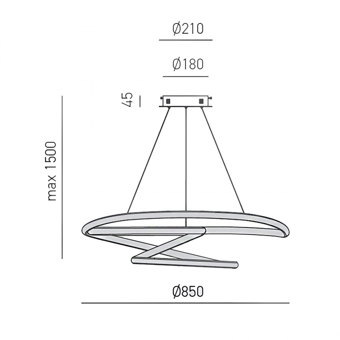 Lampadario led Gea Luce DIVA SS T moderna alluminio