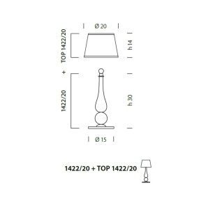 Classic abat-jour Sylcom CAROLA 1422 20 + TOP E14 LED lámpara de sobremesa cristal de murano
