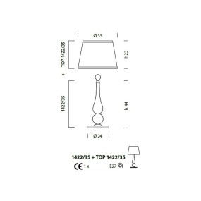 Abat-jour SY-SCRIGNO 1422 35 COMPLET TOP H67 lampe de table en verre de murano coloré bureau commode classique