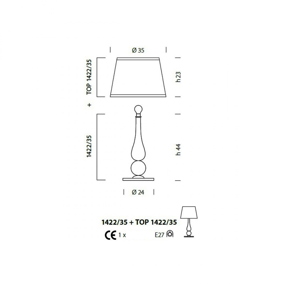 Abat-jour CAROLA1422 35 + TOP Sylcom