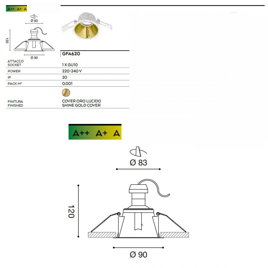 Faretto incasso gfa620 Gea luce