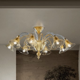 SY-VENIER 1421 E14 plafonnier LED 8 lumières intérieur classique plafonnier en verre de Murano