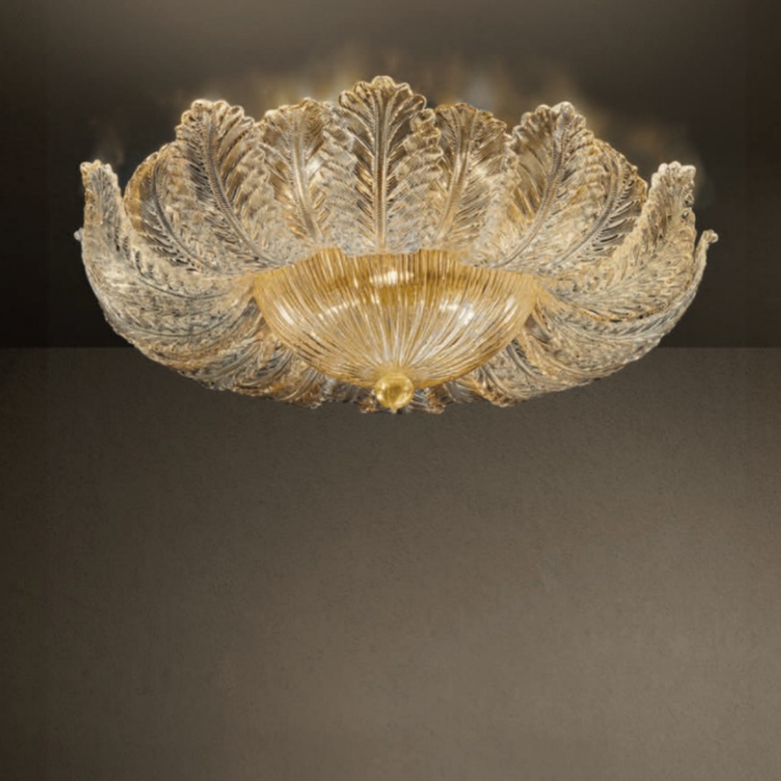 Plafonnier classique feuille de cristal avec 3 lumières