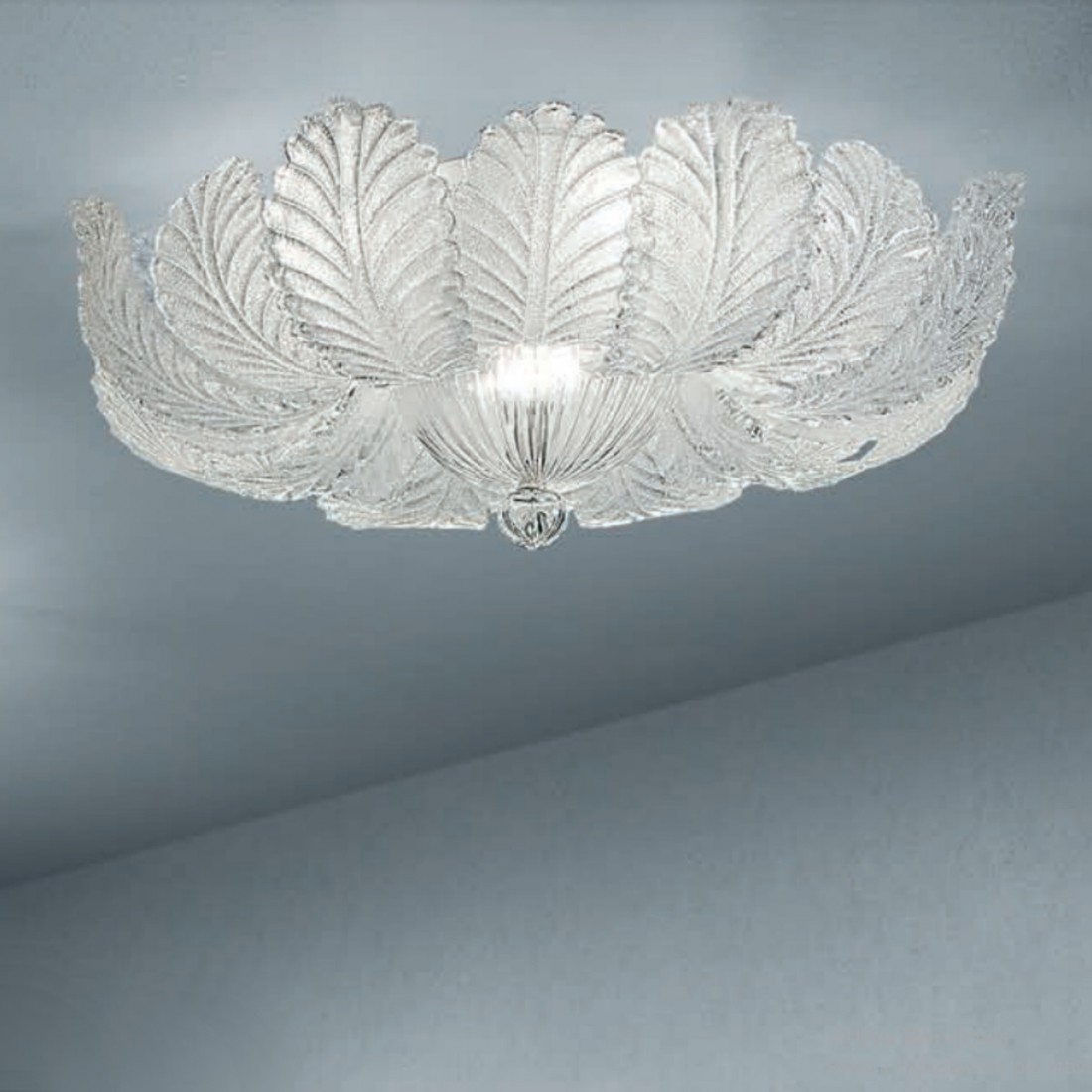 Plafonnier classique feuille de cristal avec 3 lumières